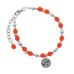   Round Disc Orange Czech Glass Beaded Charm Bracelet [Jewelry] Jewelry