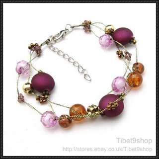   Fashional Cherry Silk Thread Necklace Bracelet Earrings Set SX22