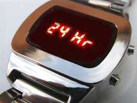 BRAND NEW LED WATCH 70s KOJAK STYLE CHROME RETRO SATURDAY NIGHT FEVER 