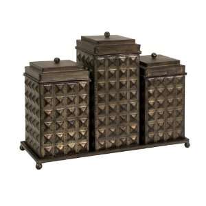  New   3 Decorative Bronze Finished Metal Storage Boxes on 