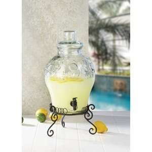  Recycled Glass Beverage Dispenser Pitcher with Stand