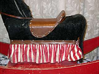 Antique Childs CIRCUS Pony ROCKING HORSE w Real Hair  