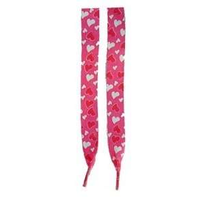  White Hearts 39 Hot Pink Flat Shoelaces