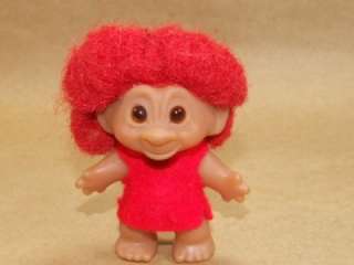Vintage 3 1/2 inch Dam Troll Doll Red Hair *  