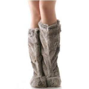  RABBIT FUR 100% REAL SNOW GRAY LADIES Boots SIZES AVAL 5 