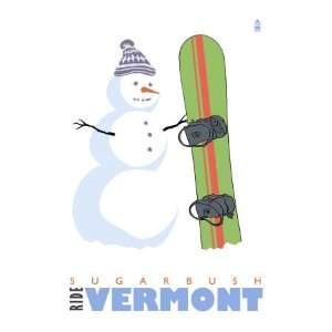  Sugarbush, Vermont, Snowman with Snowboard Stretched 