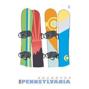 Roundtop, Pennsylvania, Snowboards in the Snow Premium Poster Print 