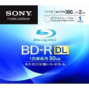  Sony Blu ray Disc BD R 50GB 2x Printable (1 Pack)  Japan 