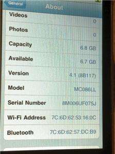 Apple iPod Touch MC086LL With Car Charger 8 GB  