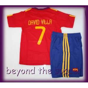  SPAIN WC HOME DAVID VILLA 7 FOOTBALL SOCCER KIDS JERSEY 
