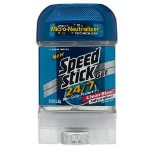 Speed Stick 24/7 Antiperspirant/Deodorant, Gel, Clean Blast, 3 oz (85 