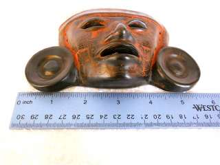 Handmade dark clay Teotihuacan funeral mask wall ornament~New  