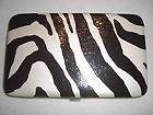 Womens Zebra Print Flat Wallet/Checkbook Holder Black Trim  