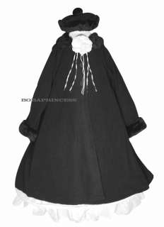 NEW TODDLER Girl Long Dress Coat w/Faux Fur Trim BLACK +HAT Sz 4 