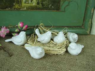 Shabby Cottage Chic White Ceramic Birds Home Decor 807472398907  