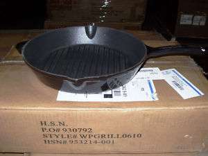 WOLFGANG PUCK 10 Cast Iron Grill Pan ROUND TURQUIOSE  