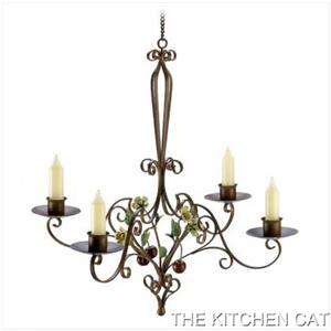 French country chandelier wrought iron candle holder tuscan shabby 