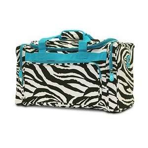   Zebra Print Duffel Bag w/ Shoulder Strap (Turquoise) 