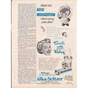  Alka Seltzer Tablets 1952 Original Vintage Advertisement 