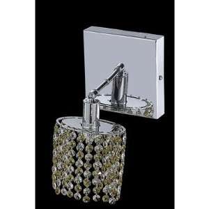 Mini 1 Light Ellipse Wall Sconce in Chrome with Square Canopy Crystal 