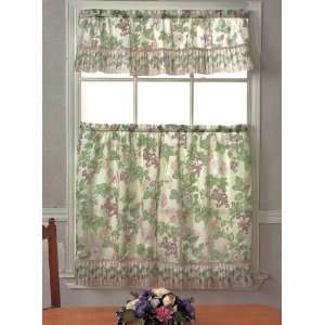   Camellia Flower Kitchen/cafe Curtain Tier and Swag Set