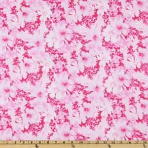  43 Wide Flannel Hibiscus Pink/White Fabric By The Yard 