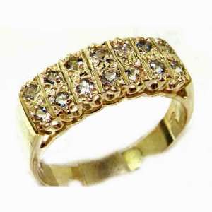 Yellow Gold Natural Aquamarine Victorian Style Wide Eternity Band Ring 